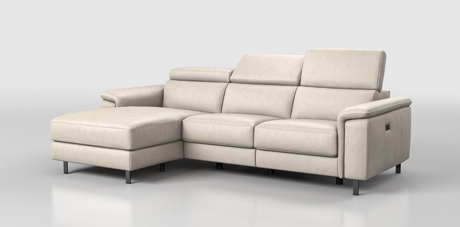Luzzano - corner sofa with 1 electric recliner - left peninsula